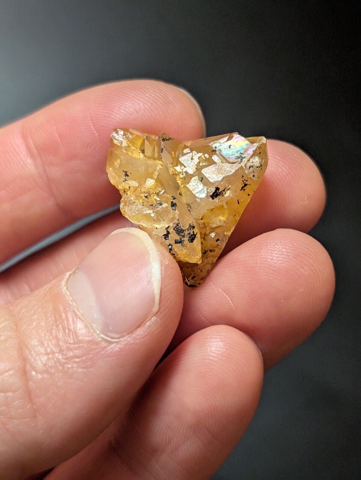 Set of 3 Arkansas Quartz Crystals w/ Natural Iridescence, Super Unique & OOAK