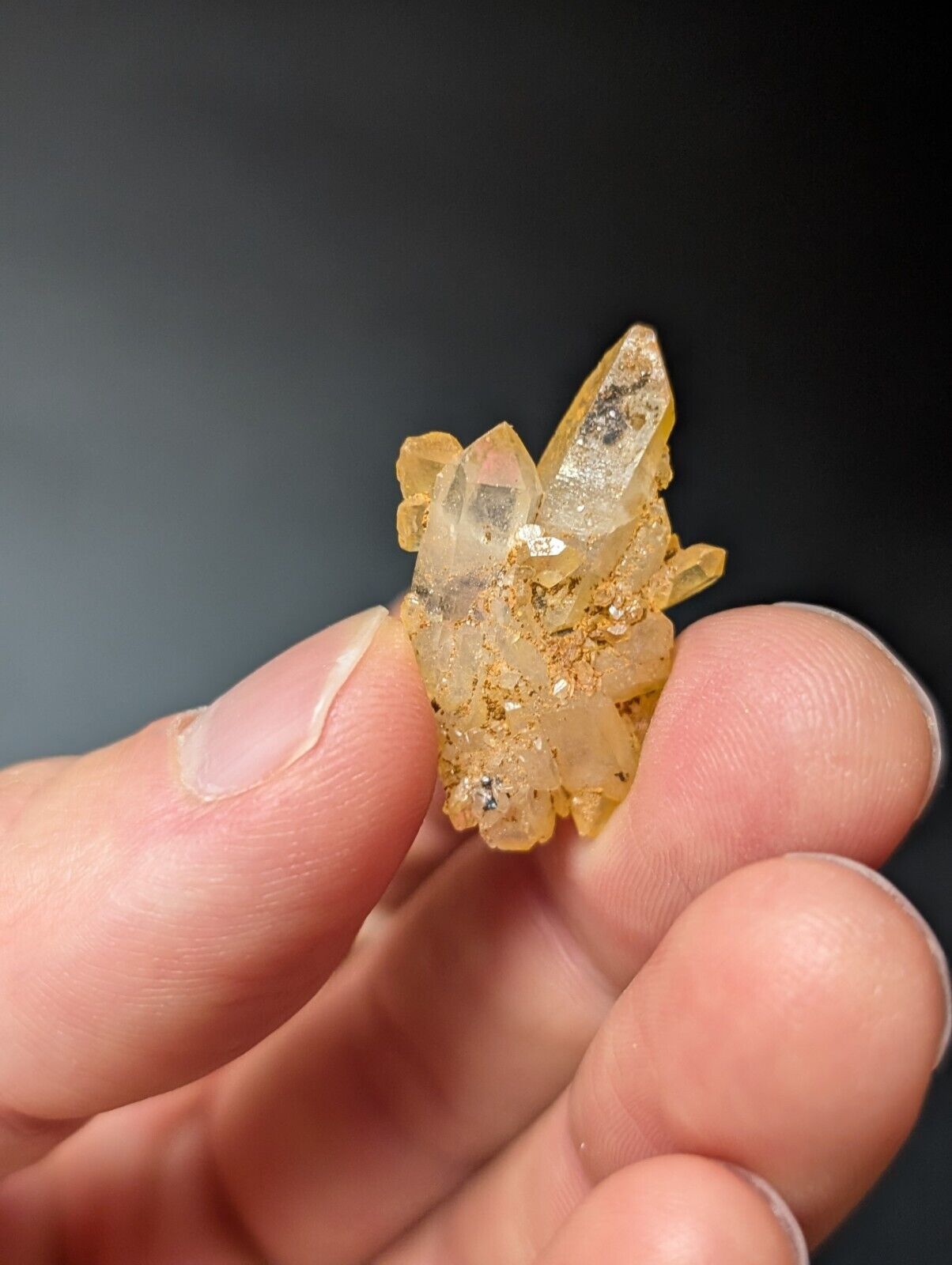 Set of 3 Arkansas Quartz Crystals w/ Natural Iridescence, Unique & OOAK