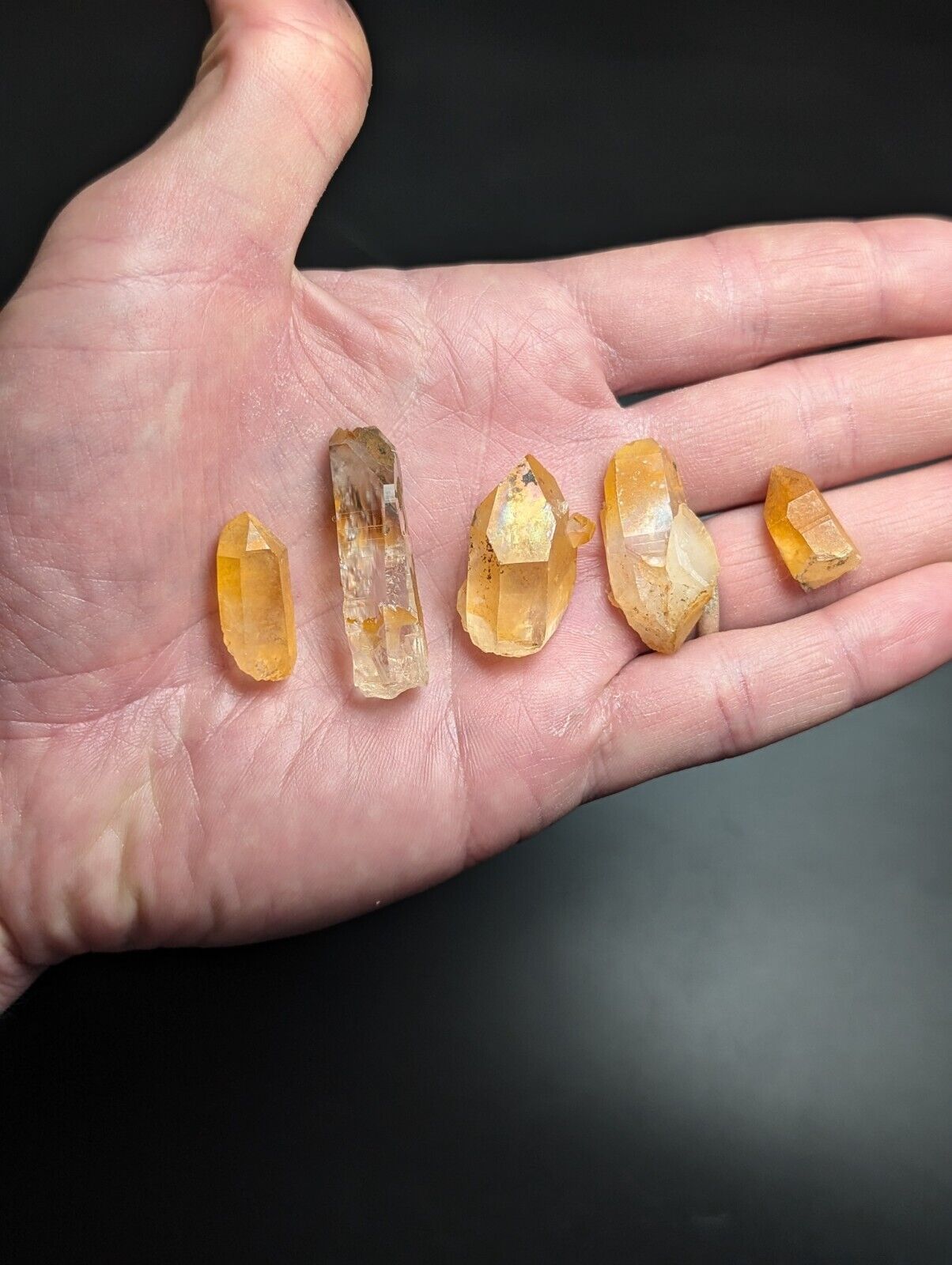 Set of 5 Arkansas Quartz Crystals w/ Natural Iridescence, OOAK