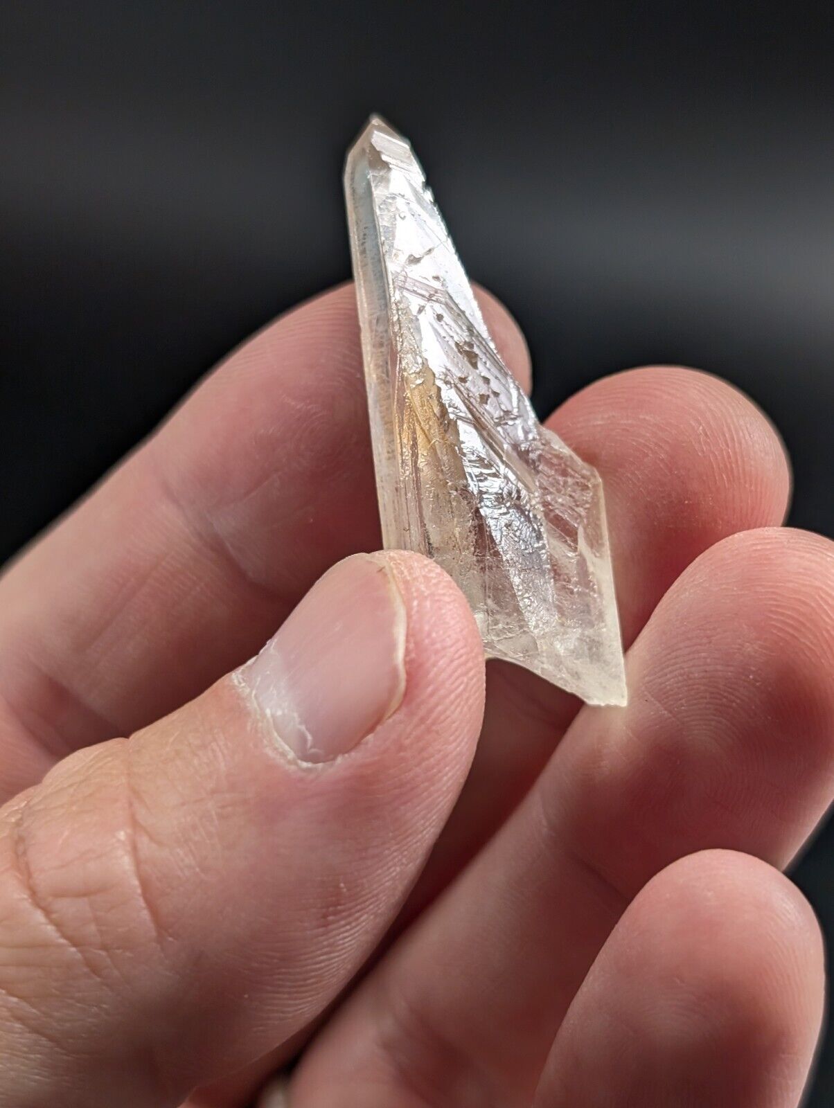 Arkansas Quartz Crystal Point - OOAK, natural mineral specimen, AR, USA, Unique Growth Interferences!