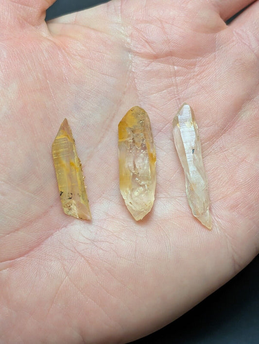 Set of 3 Arkansas Quartz Crystals w/ Natural Iridescence, Unique & OOAK