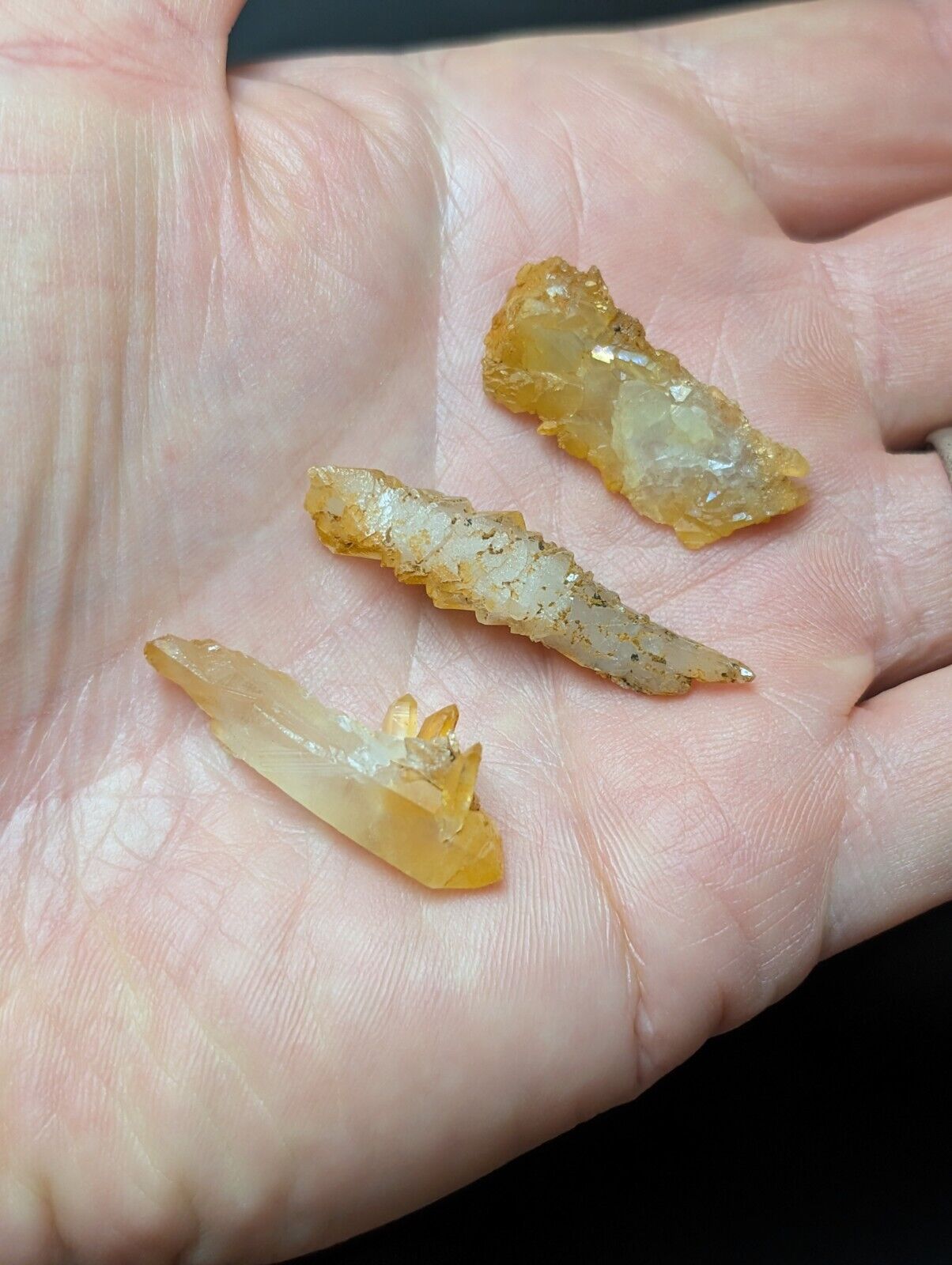 Set of 3 Arkansas Quartz Crystals w/ Natural Iridescence, Unique & OOAK