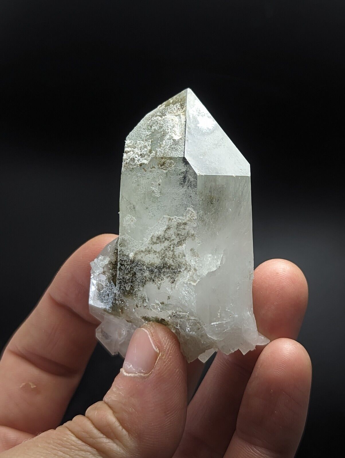 Green Chlorite Quartz Crystal Point, North of Willis Mine, Paron, Arkansas, Rare