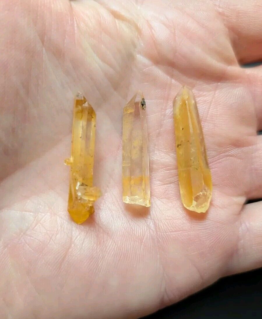 Set of 3 Arkansas Quartz Crystals w/ Natural Iridescence, Unique & OOAK