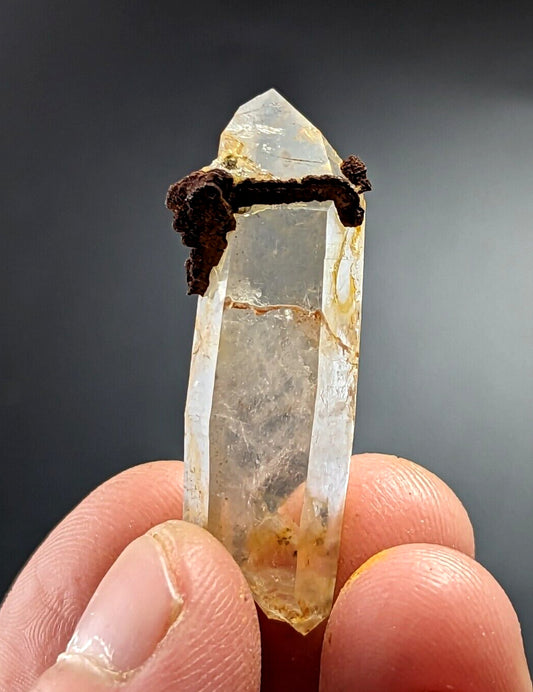 Unique Quartz Crystal Point w/ Limonite, Garland County, Arkansas, Old Stock