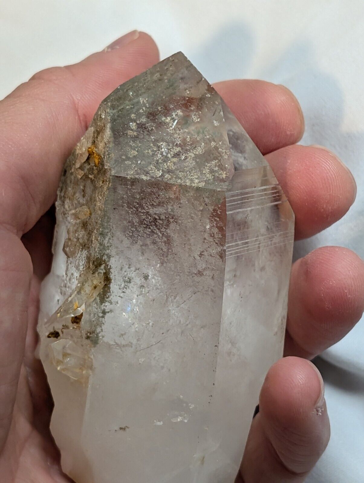 Fantastic Green Chlorite Phantom Quartz Crystal Point, Paron, Arkansas