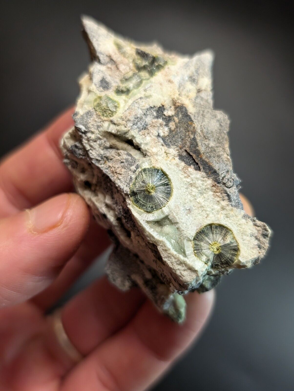 UV Reactive Wavellite -Old Stock - Mauldin Mountain, Arkansas, Amazing Eye Forms