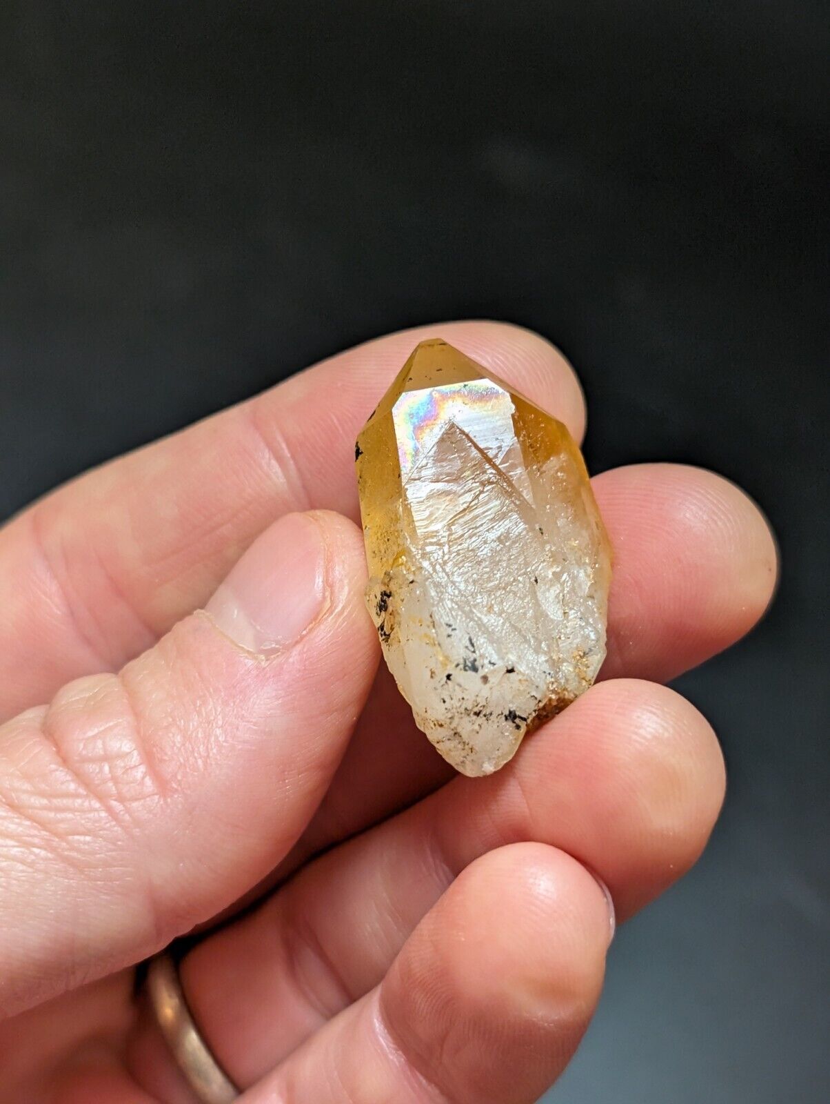 Set of 3 Arkansas Quartz Crystals w/ Natural Iridescence, Unique & OOAK