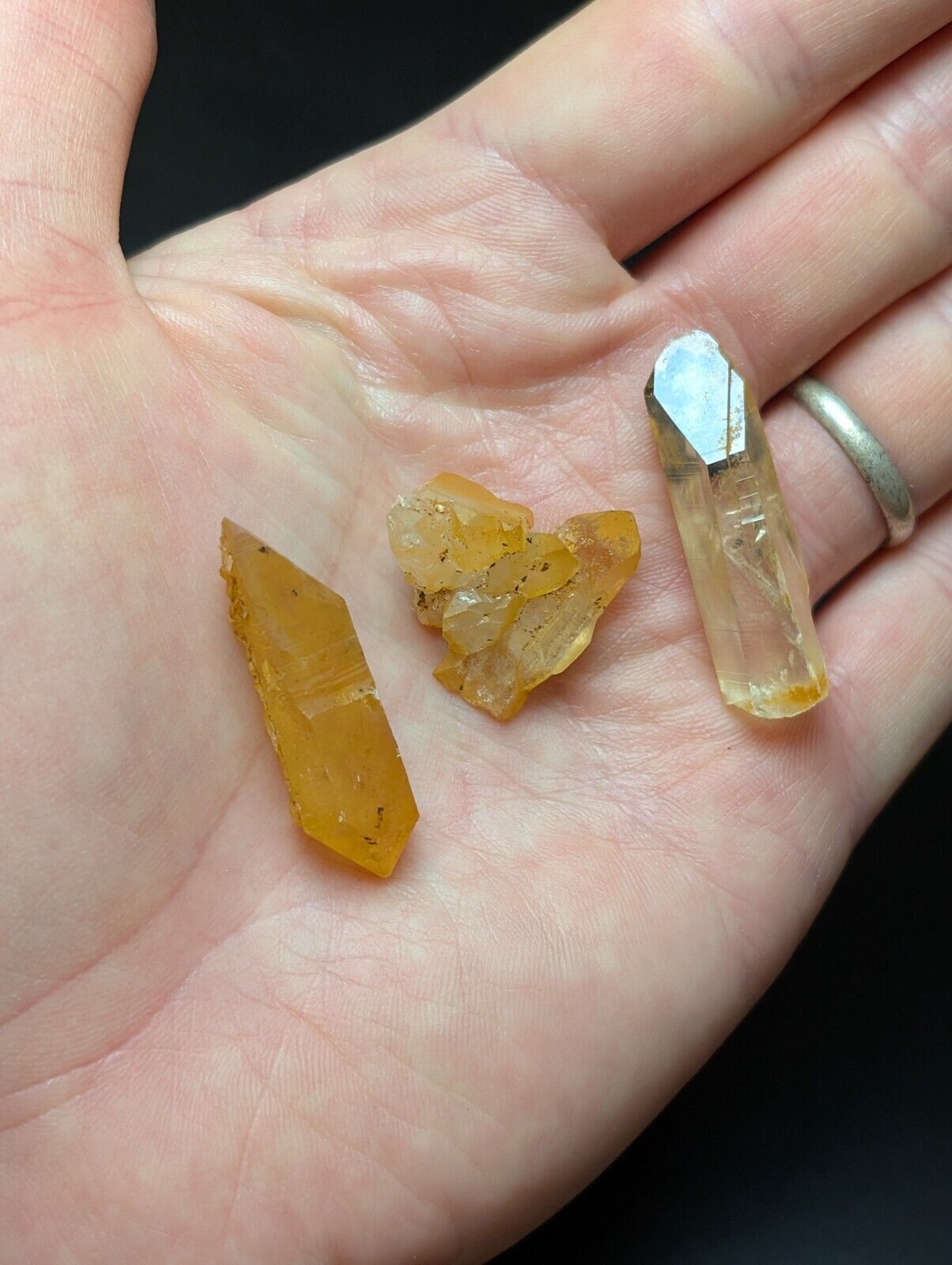 Set of 3 Arkansas Quartz Crystals w/ Natural Iridescence, Unique & OOAK