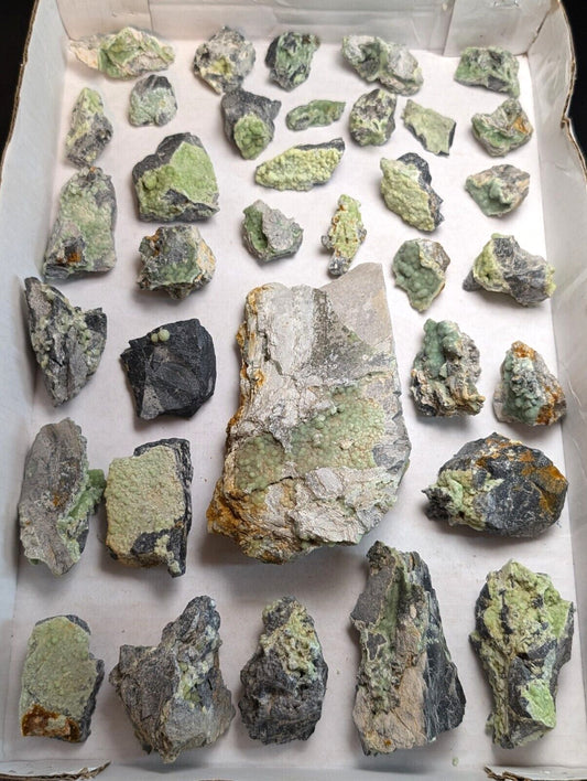 Flat of  35 Wavellite Specimens (Arkansas, USA)  - OOAK Natural Crystal Clusters