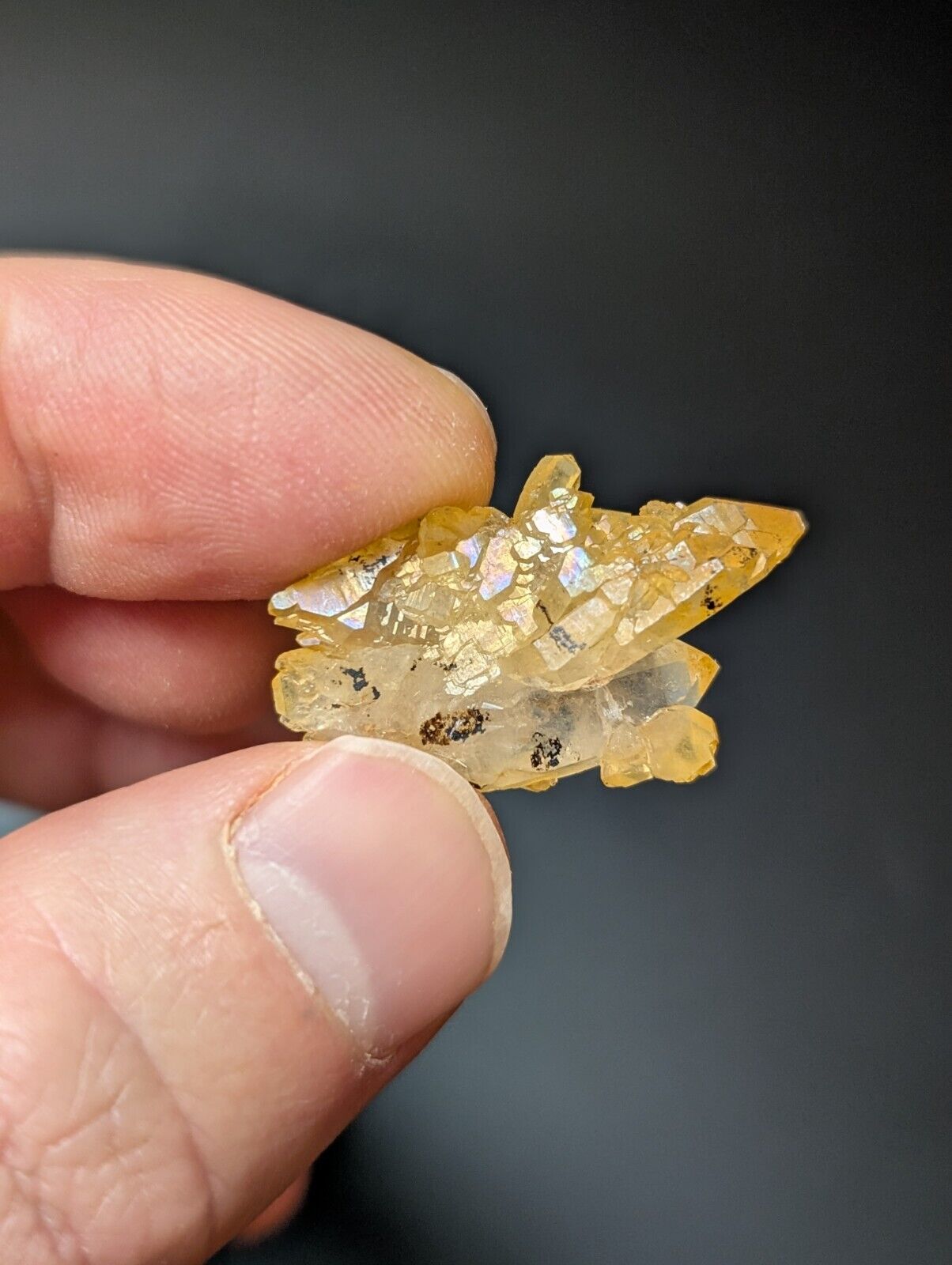 Set of 3 Arkansas Quartz Crystals w/ Natural Iridescence, Unique & OOAK