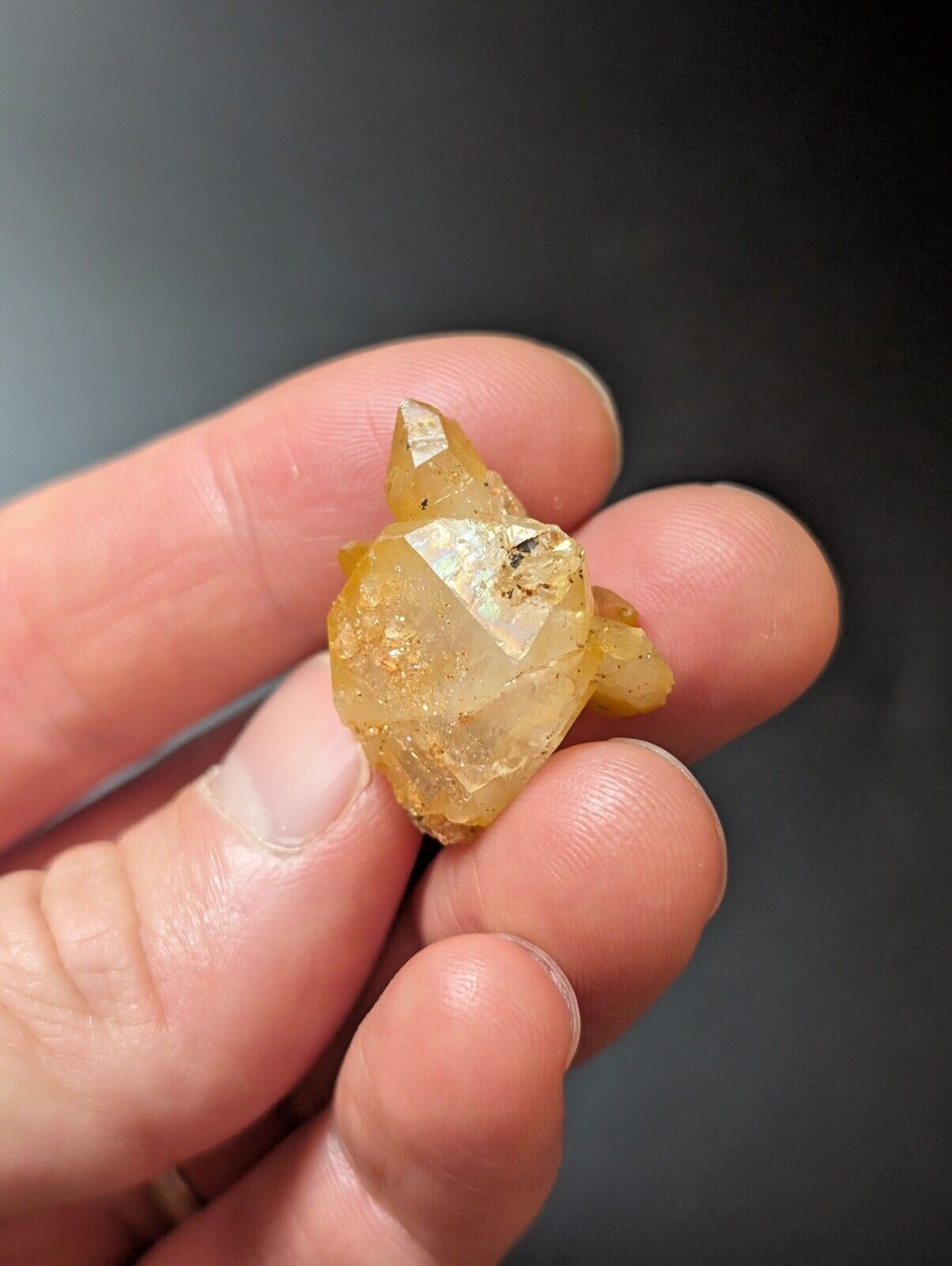 Set of 3 Arkansas Quartz Crystals w/ Natural Iridescence, Unique & OOAK