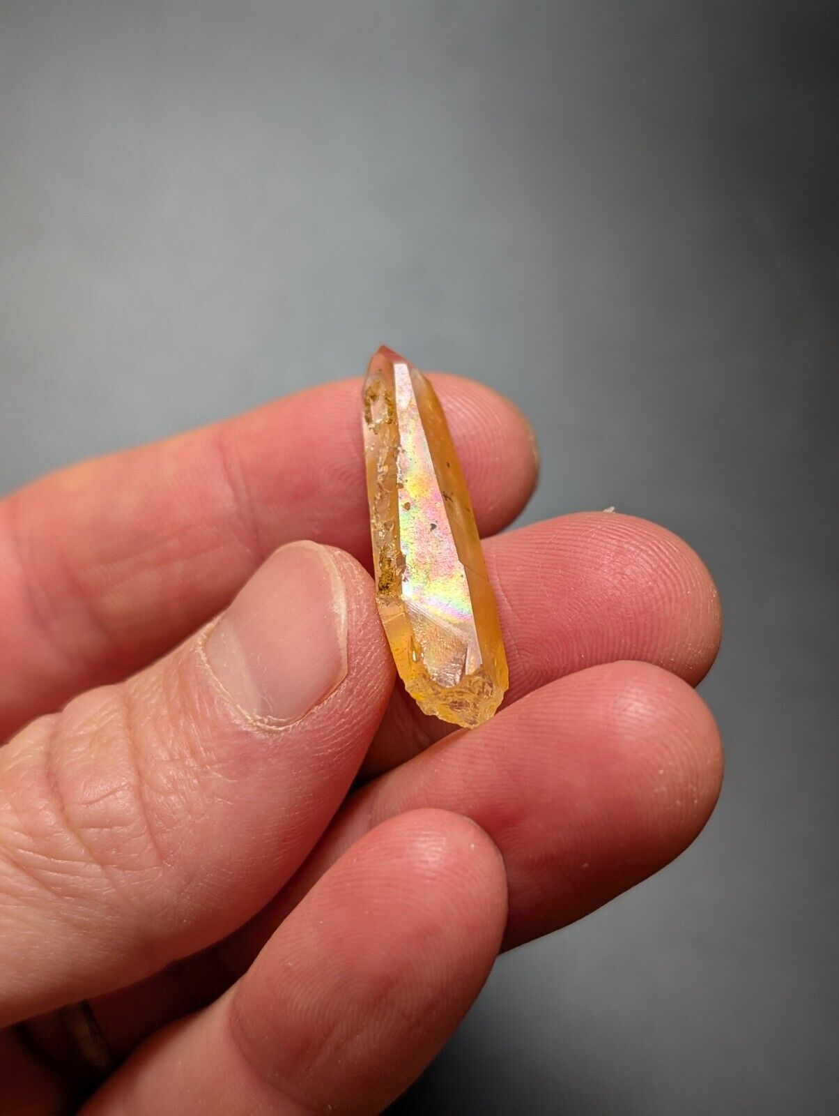 Set of 3 Arkansas Quartz Crystals w/ Natural Iridescence, Unique & OOAK