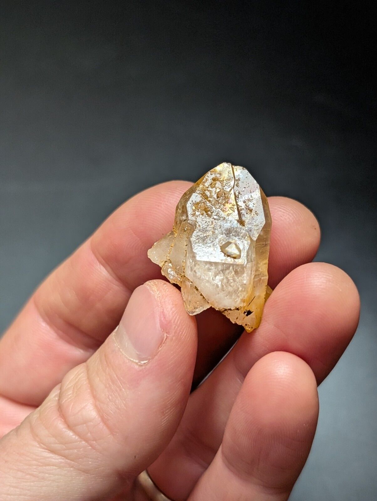 Set of 3 Arkansas Quartz Crystals w/ Natural Iridescence, Unique & OOAK