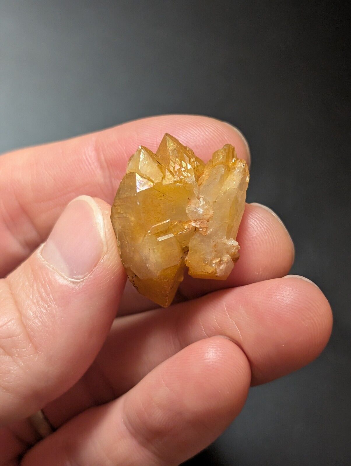 Set of 3 Arkansas Quartz Crystals w/ Natural Iridescence, Unique & OOAK