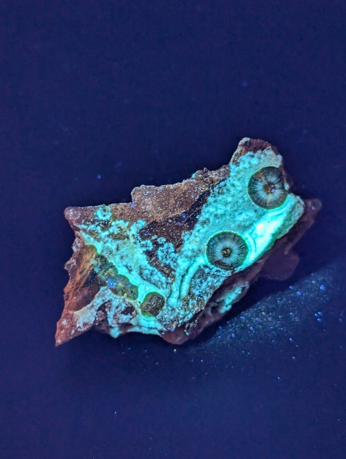 UV Reactive Wavellite -Old Stock - Mauldin Mountain, Arkansas, Amazing Eye Forms