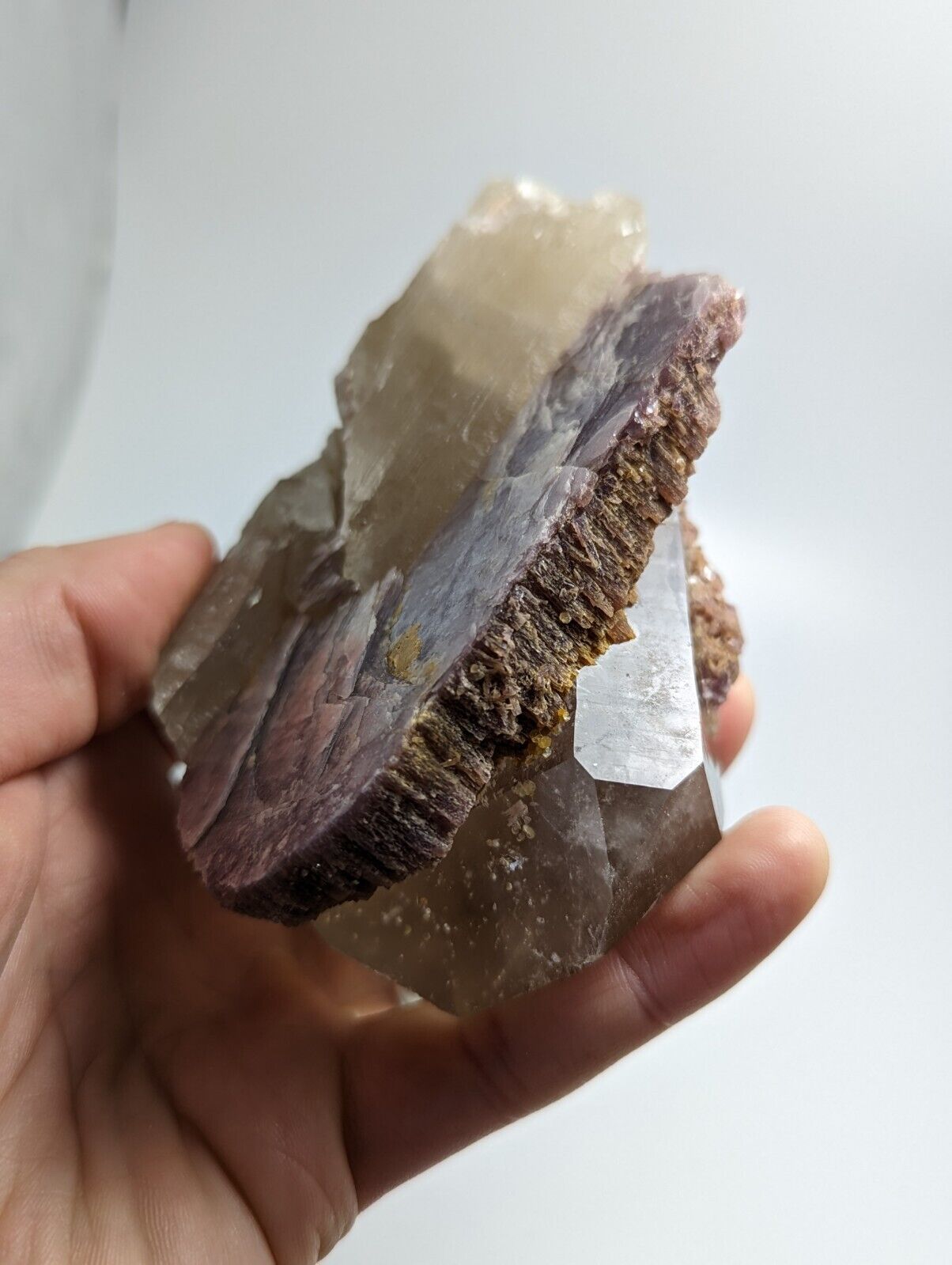 Large Smoky Quartz Crystal Point w/ Lepidolite + Inclusions, Brazil, A+