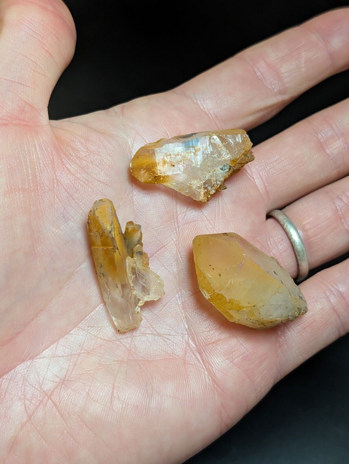 Set of 3 Arkansas Quartz Crystals w/ Natural Iridescence, Unique & OOAK