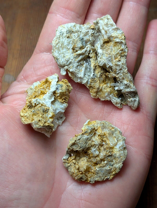 Set of 3 Rectorite w/ Solution Quartz Crystals,Jeffrey Quarry Arkansas Old Stock