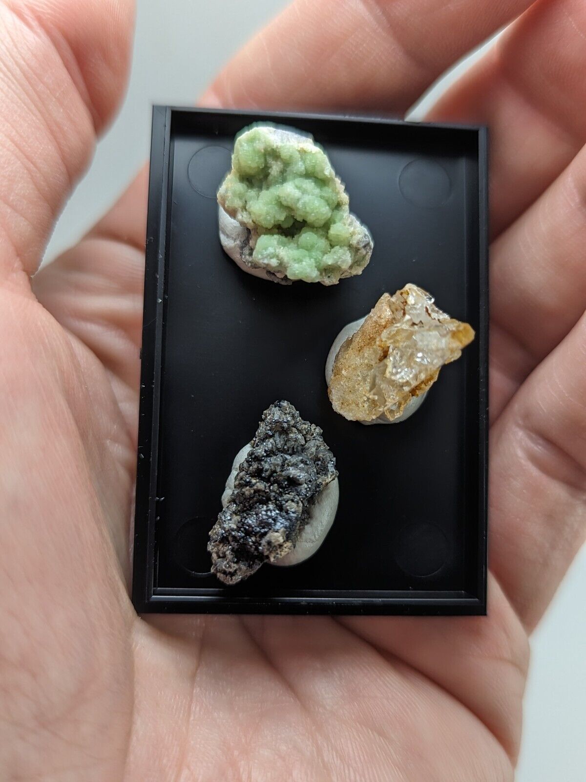 Wavellite + Quartz + Brookite Cluster - Set of 3 w/ case - Old Stock - Arkansas