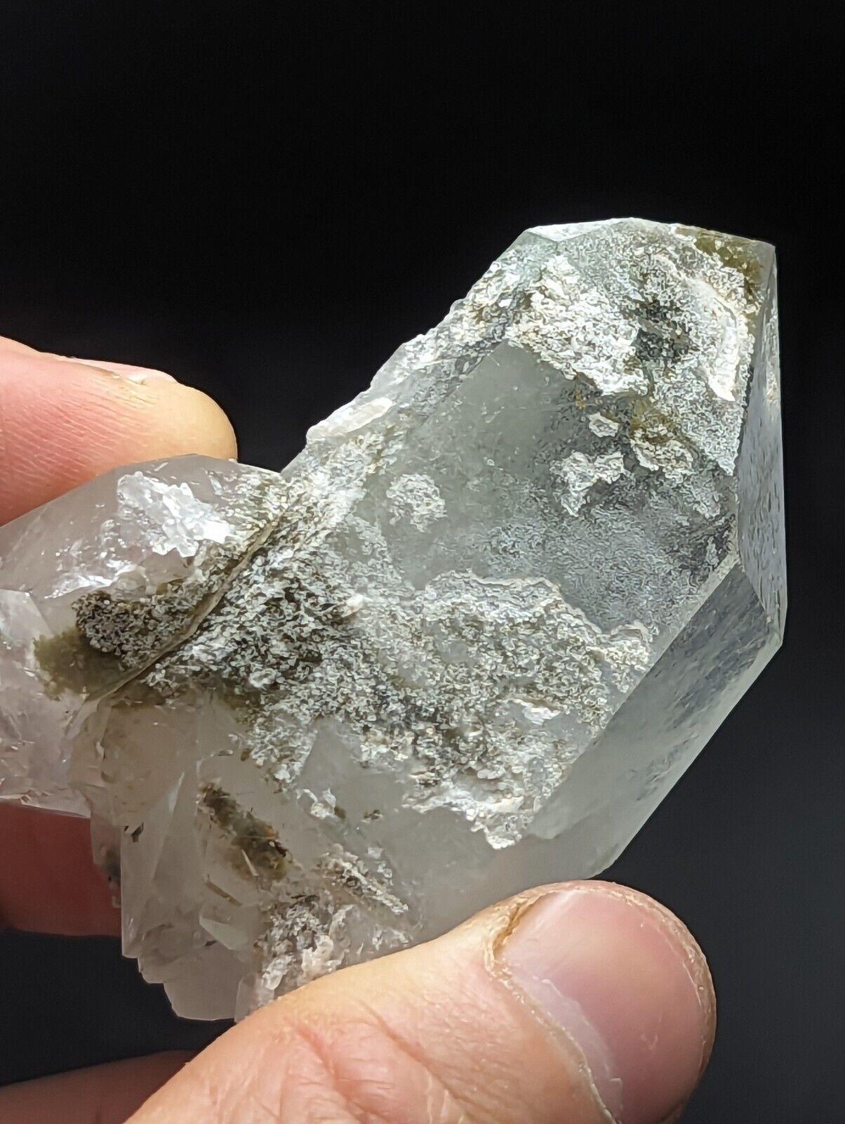 Green Chlorite Quartz Crystal Point, North of Willis Mine, Paron, Arkansas, Rare