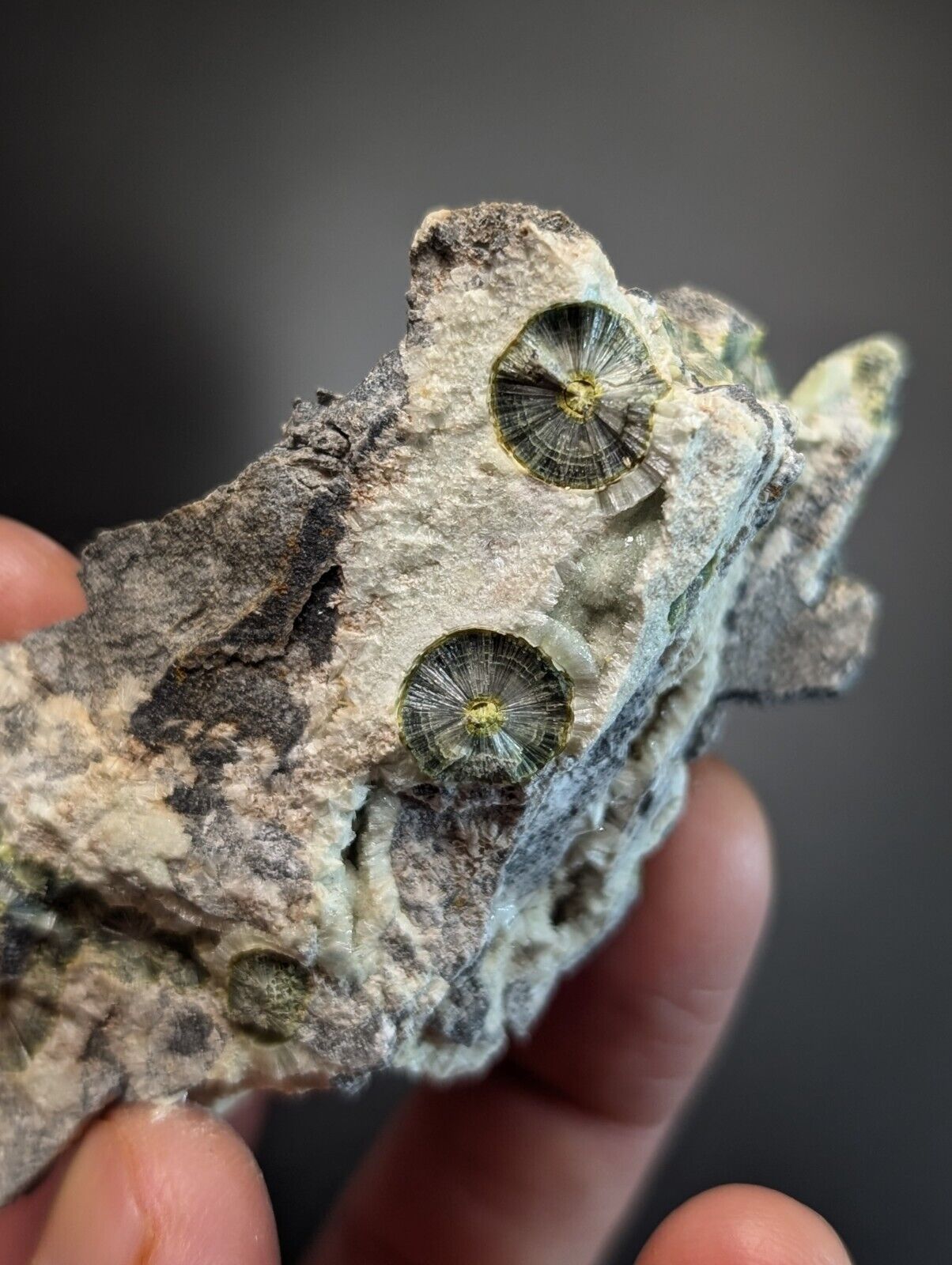 UV Reactive Wavellite -Old Stock - Mauldin Mountain, Arkansas, Amazing Eye Forms