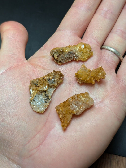 Set of 4 Arkansas Quartz Crystals w/ Natural Iridescence, Unique & OOAK