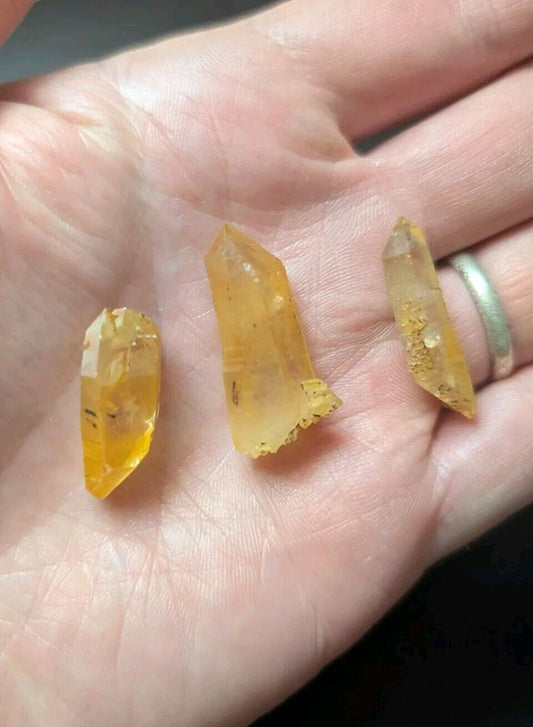 Set of 3 Arkansas Quartz Crystals w/ Natural Iridescence, Unique & OOAK