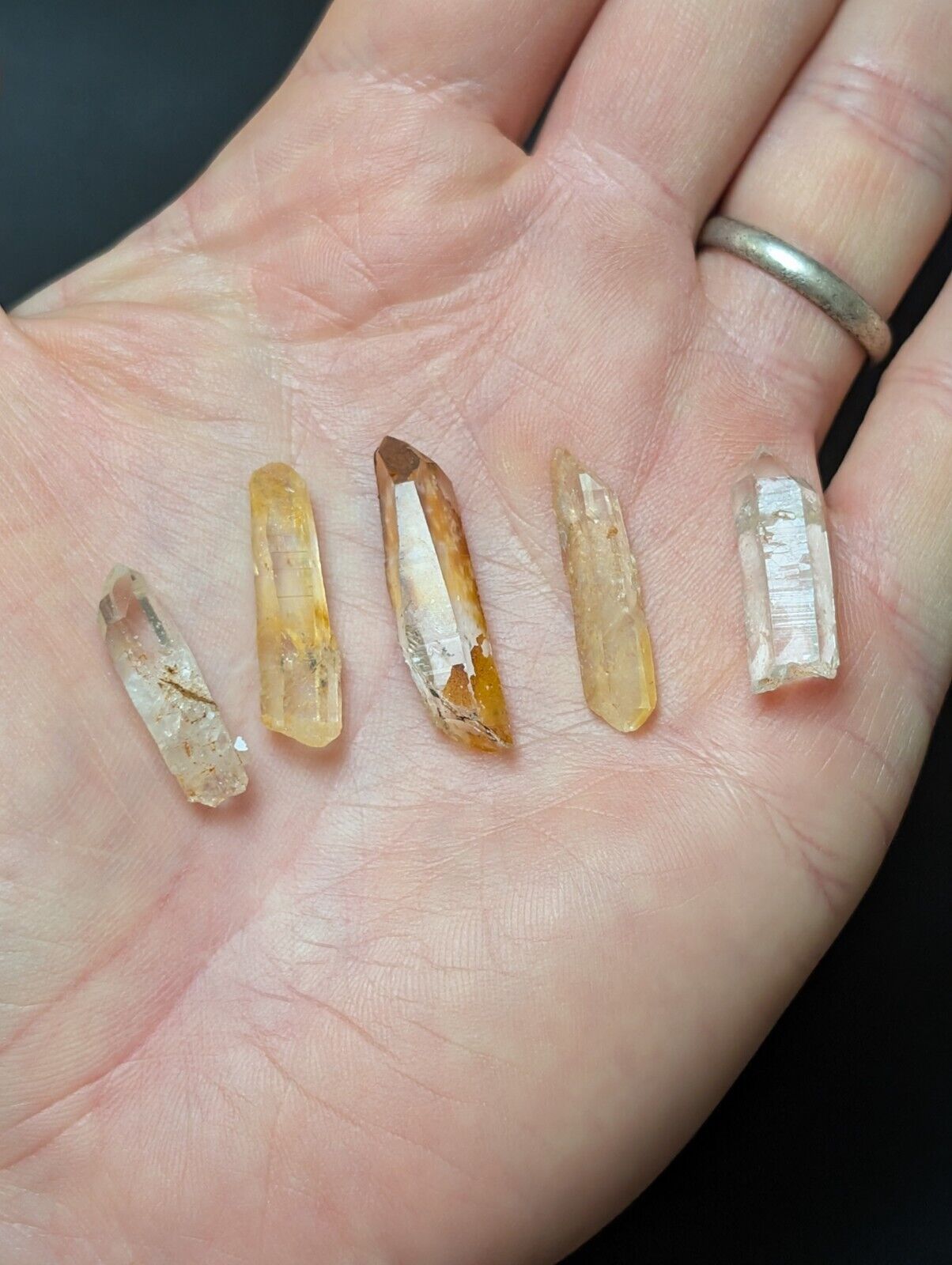 Set of 5 Arkansas Quartz Crystals w/ Natural Iridescence, Unique & OOAK