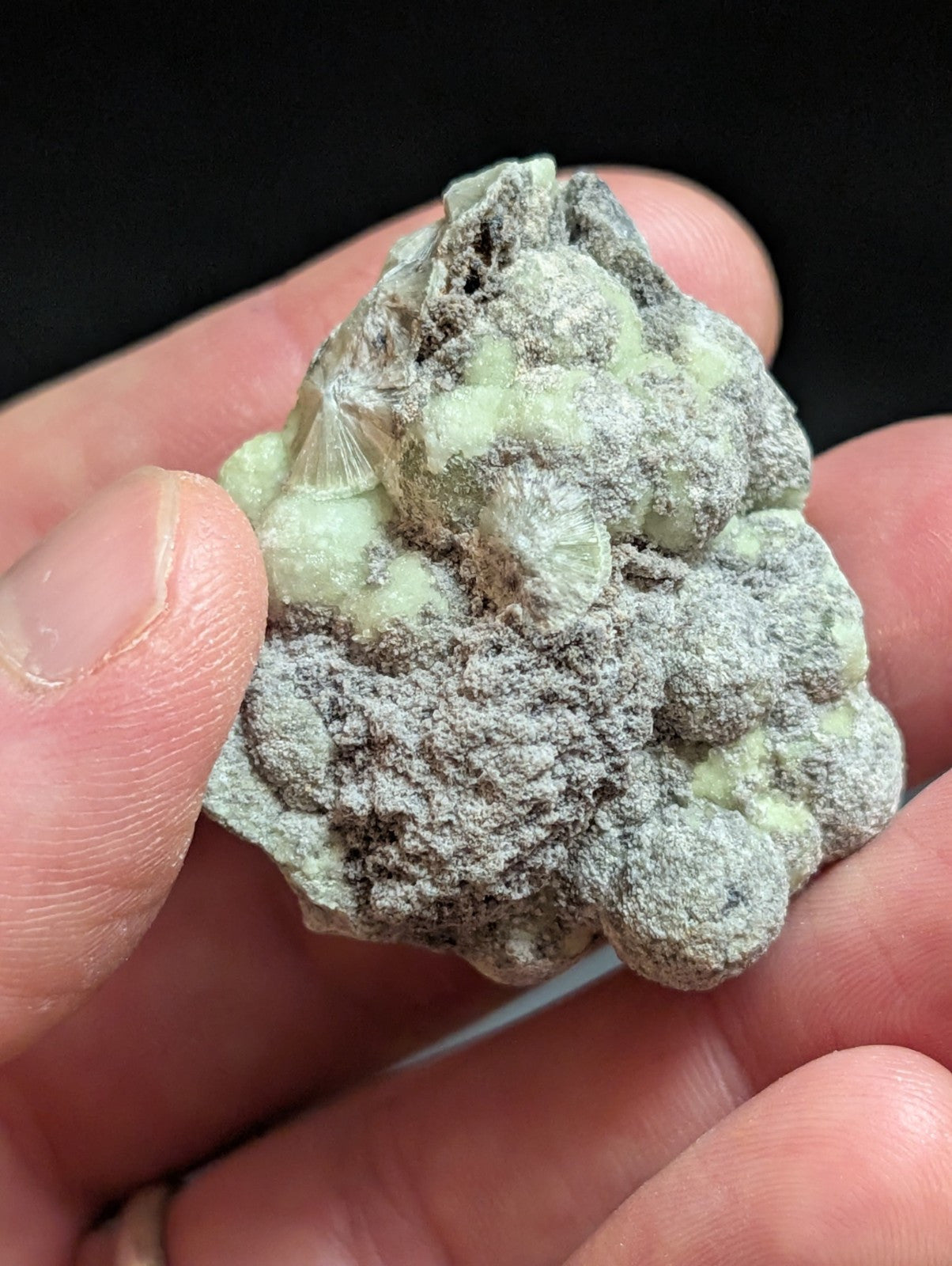 Wavellite w/ SiO2 pseudomorphs -Old Stock - Mauldin Mountain, Arkansas, USA