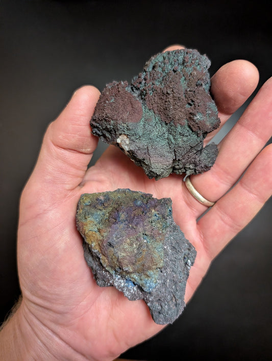 Set of 2 Turgites, Iridescent Hematite Specimens, Graves Mountain, Georgia, OOAK