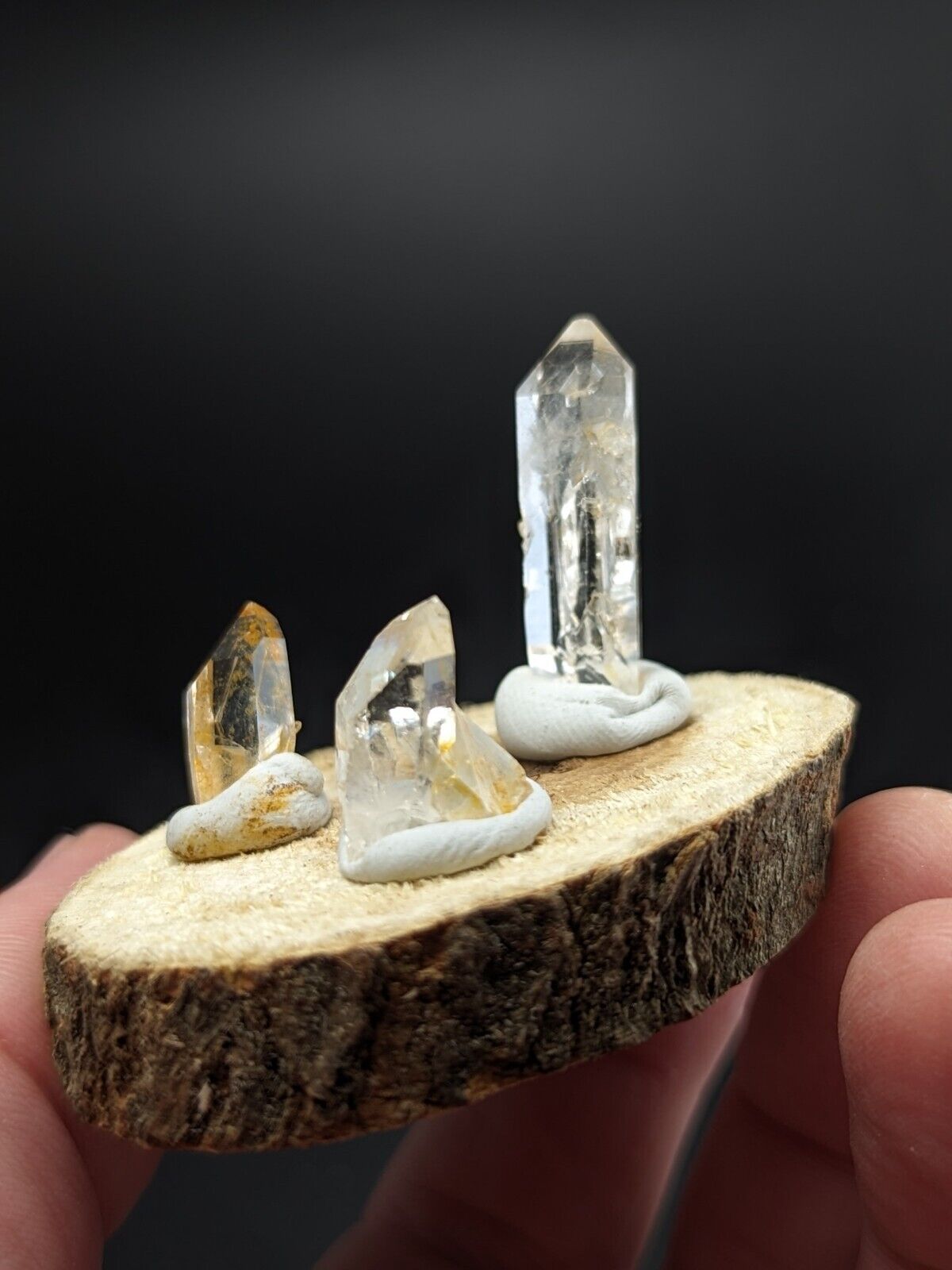 Set Of 3 Beautiful Quartz Crystals, Old Stock, Garland County, Arkansas