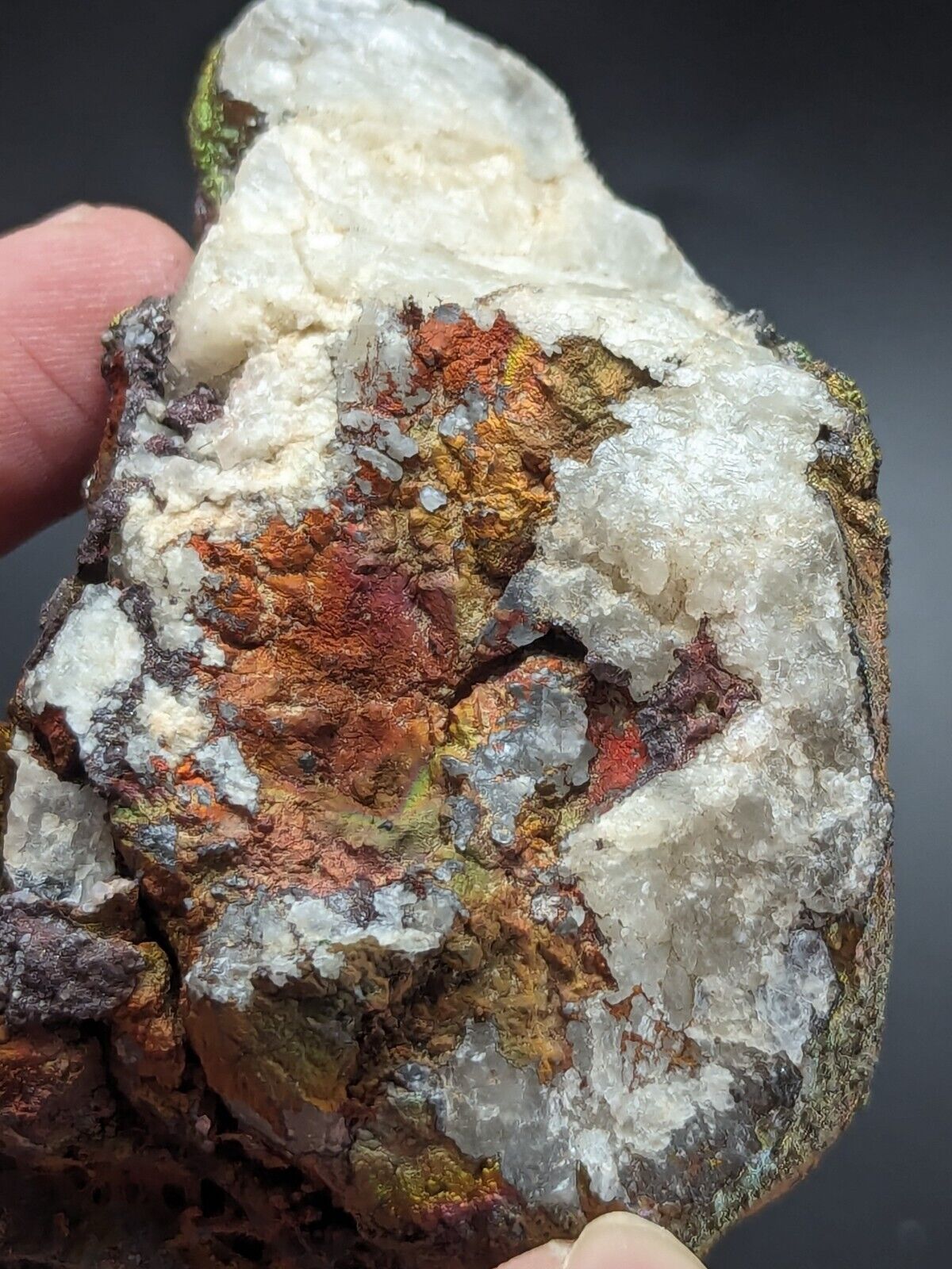 Turgite, Iridescent Hematite, on Quartz, Graves Mountain, Georgia Old Collection