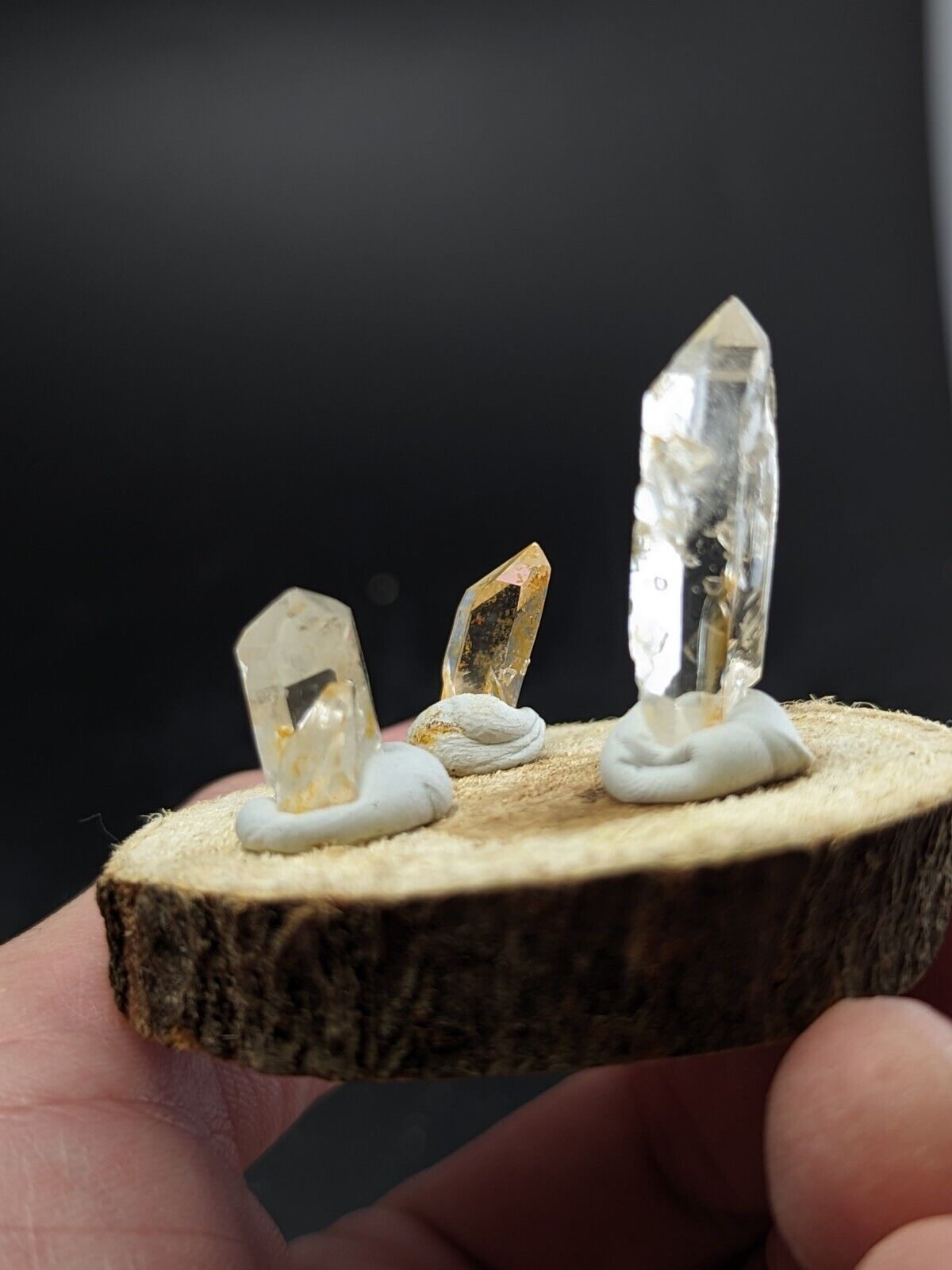 Set Of 3 Beautiful Quartz Crystals, Old Stock, Garland County, Arkansas