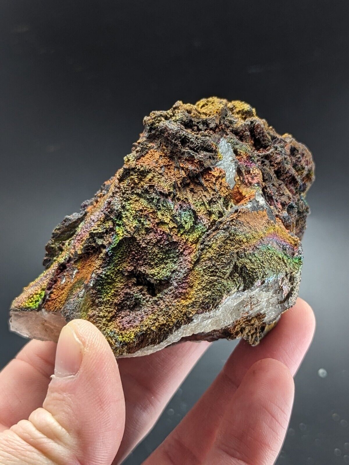 Turgite, Iridescent Hematite, on Quartz, Graves Mountain, Georgia Old Collection