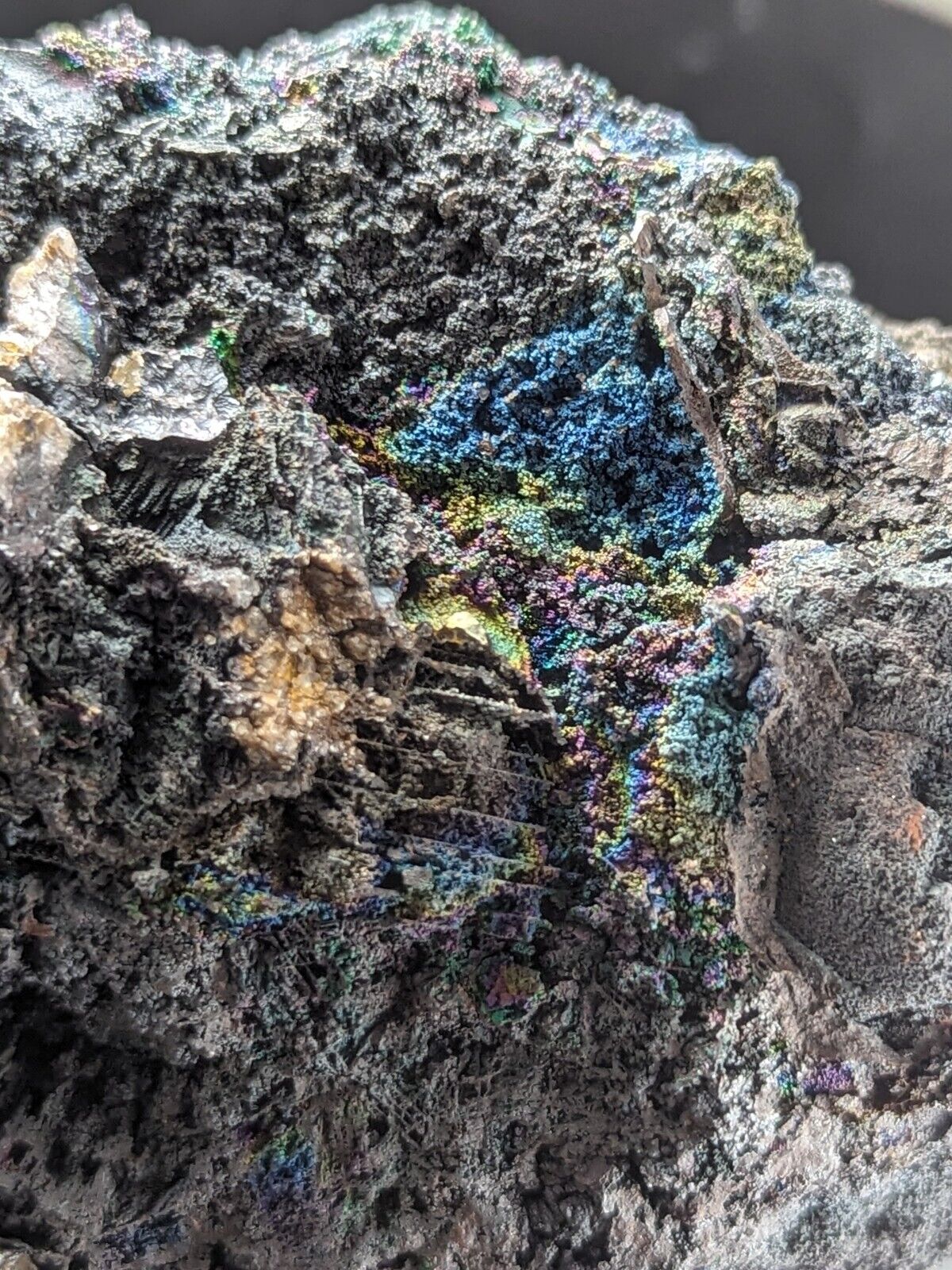 Turgite, Iridescent Hematite, on Quartz, Graves Mountain, Georgia Old Collection