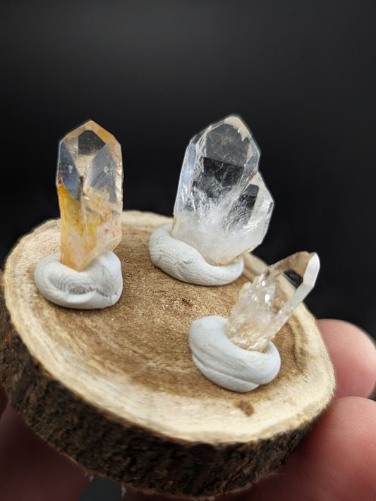 Set Of 3 Beautiful Quartz Crystals, Old Stock, Garland County, Arkansas