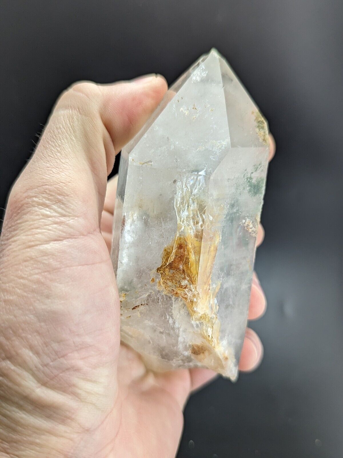 Chlorite Quartz Crystal Point, Willis Mine, Paron, Arkansas, old stock, 1970s