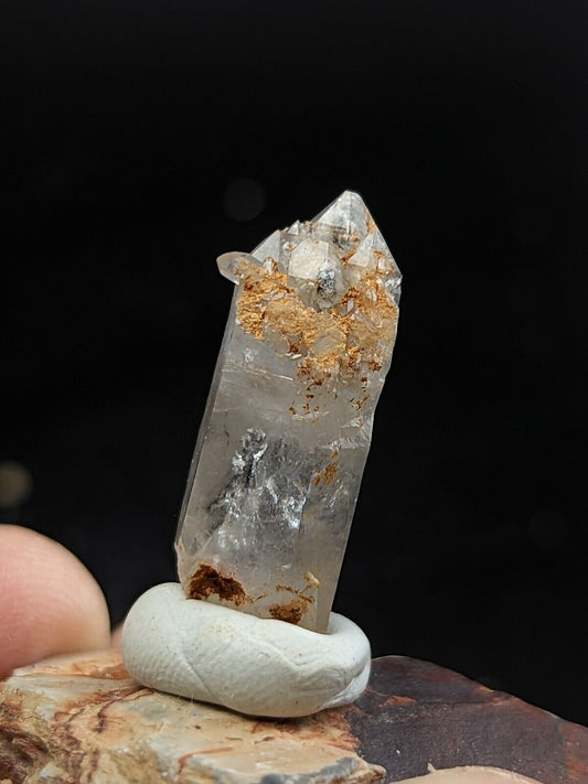 Nacrite + Manganese Included Quartz, Montgomery Co. Arkansas, w/ Shale Display