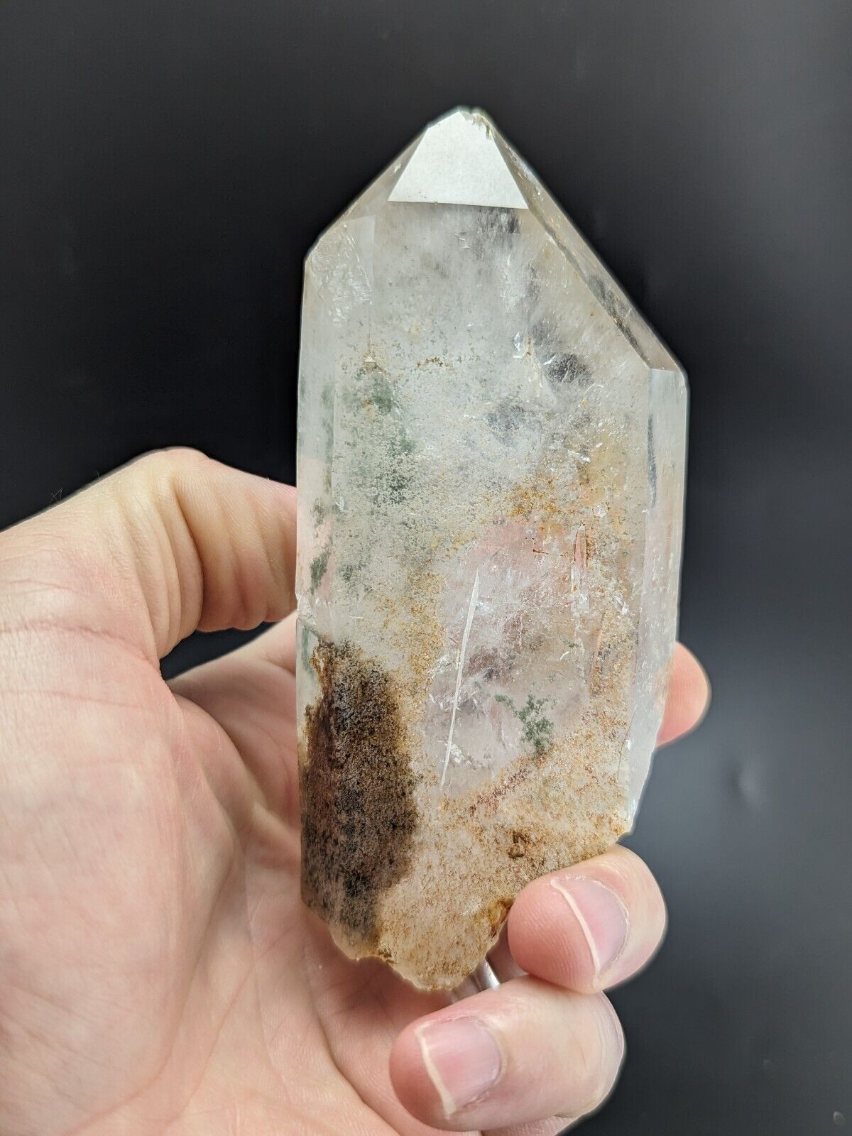 Chlorite Quartz Crystal Point, Willis Mine, Paron, Arkansas, old stock, 1970s