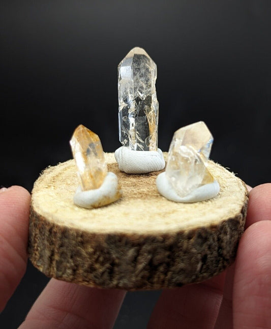 Set Of 3 Beautiful Quartz Crystals, Old Stock, Garland County, Arkansas