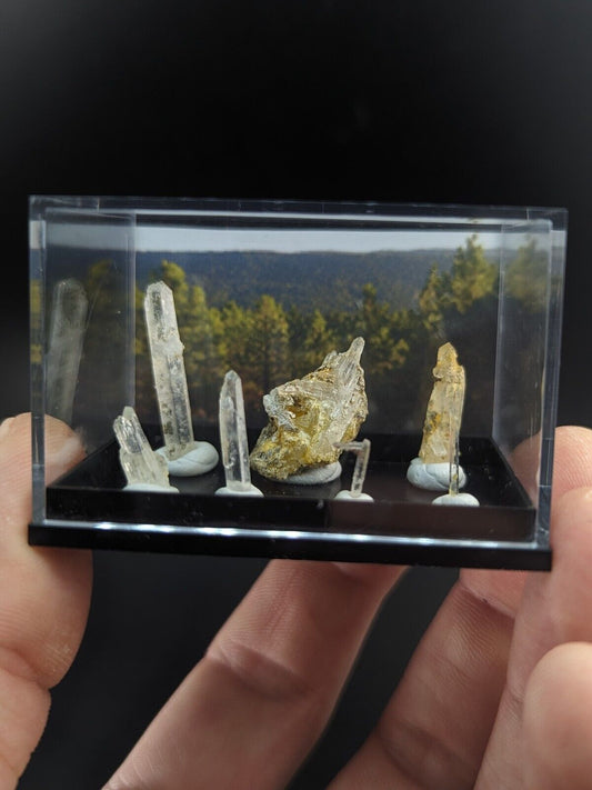 Rare Solution Quartz Crystals- Unique Set of 7 w/case - Jeffrey Quarry, Arkansas