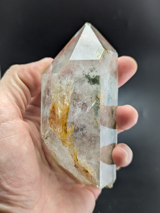 Chlorite Quartz Crystal Point, Willis Mine, Paron, Arkansas, old stock, 1970s